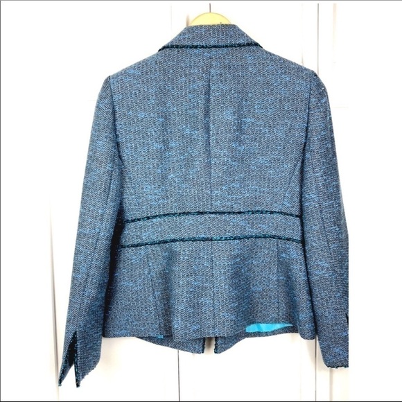 SET-NIPON BOUTIQUE BLAZER and SKIRT Boucle Blue SUIT Set - Picture 3 of 8
